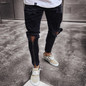 Men Stretchy Ripped Skinny Jeans Biker Embroidery Print High Quality Jeans Destroyed Hole Taped Slim Fit Denim Scratched