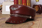 Locomotive Punk Unisex Real Leather Eagle Emblem Casquette Leisure Peaked Hats