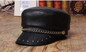 Locomotive Punk Unisex Real Leather Eagle Emblem Casquette Leisure Peaked Hats