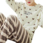 Autumn Winter Warm Flannel Women Pajamas Sets Thick Coral Velvet Long Sleeve Cartoon Sleepwear Flannel Pajamas Set Girl