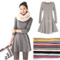 New Fashion Clothes Women Dress 100% Cotton Autumn Winter Dress Female Long Sleeve Dress O-Neck Woolen Dresses