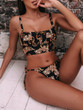 Printed bikini sexy split swimsuit