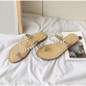 Pearl Summer Women Flat Slippers Fashion Comfortable Casual Outdoor Footwear Sandals
