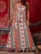 Vintage Boho Ptinted V Neck Spaghetti Strap Sleeveless Falbala Maxi Dress