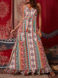 Vintage Boho Ptinted V Neck Spaghetti Strap Sleeveless Falbala Maxi Dress