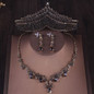 Vintage Gold Black Crystal Heart Bridal Jewelry Sets