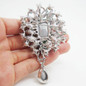 Gorgeous Flower Drop Green Rhinestone Crystal Brooch Pin Pendant