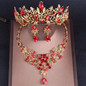 Baroque Vintage Gold Red Crystal Bridal Rhinestone Tiaras