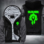 WOW Luminous Blue Green Thicken Coat Winter Fleece Zipper Hoodies Sweatshirts
