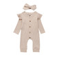 Baby Spring Autumn Clothing Newborn Baby Girl Boy Ribbed Clothes Knitted Cotton Romper Jumpsuit Solid 2PCS Outfits