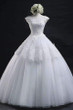 Scoop Long Lace-up Tulle Wedding Dress Ball Gown With Appliques W26