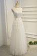 Simple A-line Lace Tulle V-Neck Wedding Dress,Appliques Open Back Wedding Dress OMW10