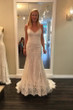Sweetheart Spaghetti Sweep Train Beach Wedding Gowns,Lace Up Appliques Wedding Dress W98