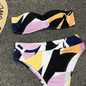 Sexy Split Bikini Geometric Print Swimsuit