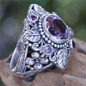 Vintage Boho Flower Purple Finger Ring Bohemian Jewelry