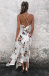 Sexy Floral Print Spaghetti Strap V Neck Backless Irregular Beach Maxi Dress