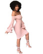 Sexy Off Shoulder Trumpet Sleeve Solid Color Bodycon Mini Dress