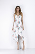 Sexy Printed Spaghetti Strap V Neck Irregular Beach Boho Dress