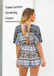 Print Deep V Neck Short Sleeve High Waist Jumpsuit Rompers
