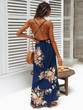Flower Print Spaghetti Strap Backless Beach Maxi Dress