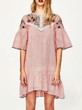 Popular Fashion Inwrought Stripes Half Sleeve Round Neck Mini Dress