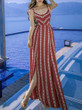 Sexy Bohemia Spaghetti Straps Front Split Maxi Dress