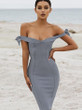 Sexy Off the Shoulder Strap Backless Solid Color Bodycon Dress