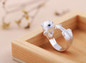 Fashion Lovely Silver Crystal Blue Eyes Cat Open Ring Jewelry