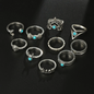 Vintage 10pcs/Set Flower Moon Crown Letter Finger Knuckle Rings