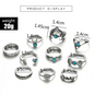 Vintage 10pcs/Set Flower Moon Crown Letter Finger Knuckle Rings