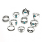 Vintage 10pcs/Set Flower Moon Crown Letter Finger Knuckle Rings