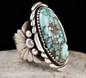 Vintage Silver Turquoise Gemstone Floral Rings Jewelry