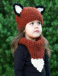 Autumn And Winter Cartoon Children Knit Hat Fox Bib Hat Suit