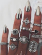 10Pcs Fashion Leaf Stone Vintage Crystal Knuckle Rings
