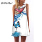 2018 Summer Dress Women Floral Print Chiffon Dress Sleeveless Boho Style Short Beach Dress Sundress