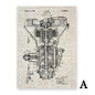 Transmission Henry Ford Patent Vintage Poster Car Engine Parts Canvas Painting Wall Art Blueprint Prints Pictures Home Decor