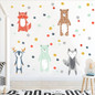 Nordic Style Cartoon Giraffe Bear Fox Wall Sticker For Kids Rooms Decoration Forest Animals