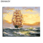 DRAWJOY Framed Home Decor Picture Painting By Numbers Seascape DIY Canvas Oil Painting Wall Art For Living Room Picture