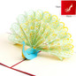 Peacock Greeting Card /3D Pop Up Invitation (Gorgeous Peafowl, Peahen)