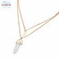 SUSENSTONE Women Multilayer Irregular Crystal Opals Pendant Necklace
