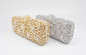 Clutch women crystal bag evening party minaudiere box purse bridal flower rhinestones handbag