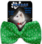 Green And White Snowflakes Pet Bow Tie Collar Accessory With Velcro
