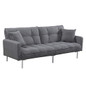 Divano Roma Furniture Collection Modern Plush Tufted Linen Fabric Splitback Living Room Sleeper Futon (Dark Grey), Small
