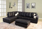 Sofa Sectional Sofa, L-Shape Faux Leather Sectional Sofa Couch Set with Chaise, Ottoman, 2 Toss Pillow Using for Living Room Furniture.（Black）