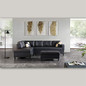 Sofa Sectional Sofa, L-Shape Faux Leather Sectional Sofa Couch Set with Chaise, Ottoman, 2 Toss Pillow Using for Living Room Furniture.（Black）