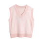 KPYTOMOA Women 2020 Fashion Oversized Houndstooth Knitted Vest Sweater Vintage Sleeveless Side Vents Female Waistcoat Chic Tops
