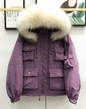 Large Natural Raccoon Fur Women Down Coat Winter Thick
