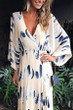 Sexy Floral Print Long Sleeves Vacation Maxi Dress