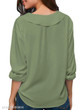 V Neck Loose Fitting Patchwork Plain Blouses