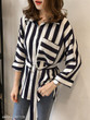 V Neck Patchwork Patchwork Stripes Blouses